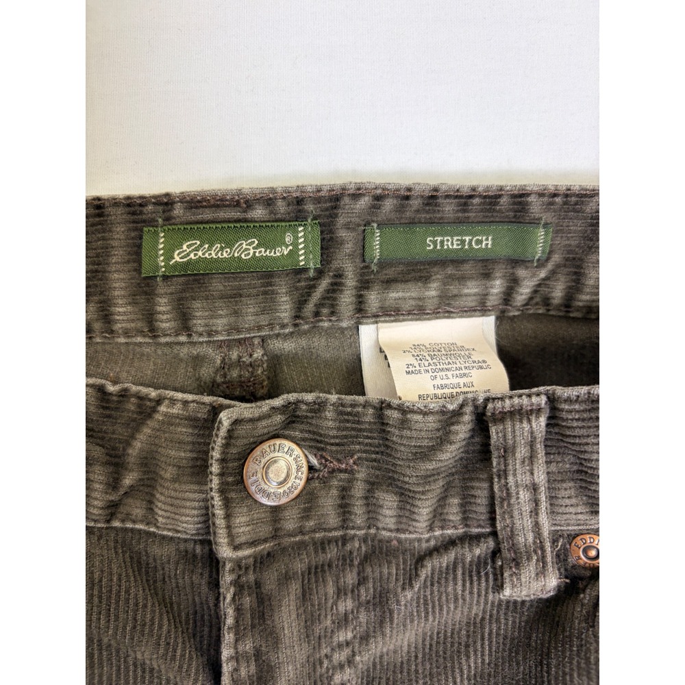Eddie Bauer Women Brown Corduroy Stretch Straight Leg Pants Size 6 Tall Academia - Picture 3 of 12